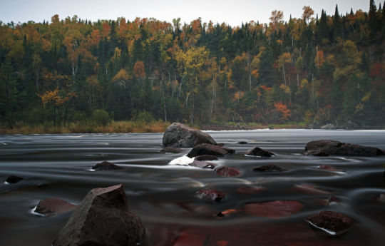 Fall colors along the Baptism River below High Falls - Tettegouche State Park