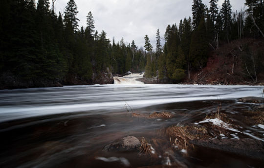 Baptism River Two Step Falls in spring - Tettegouche State Park