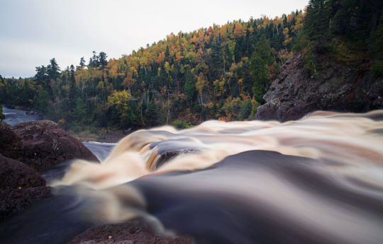 Looking out from the edge of High Falls in October - Tettegouche State Park