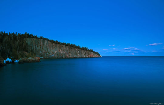 Full moon rising beside Shovel Point - Tettegouche State Park