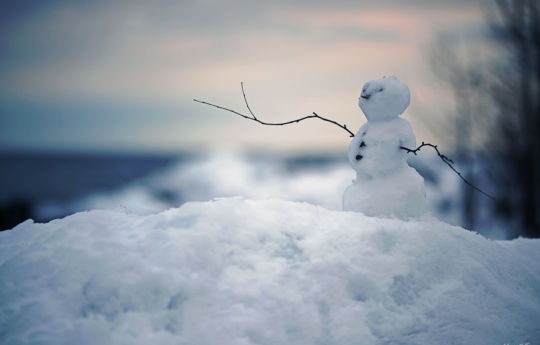 Tiny snowman created on Lake Superior Beach - Tettegouche State Park