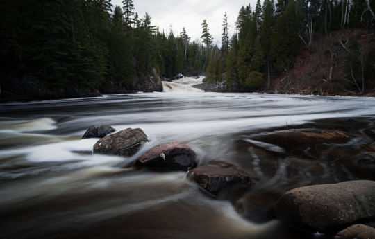 Rocks lined up in the Baptism River below Two Step Falls - Tettegouche State Park