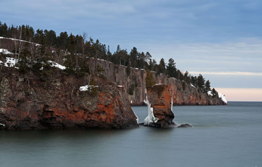 Shovel Point in winter from Lake Superior Beach - Tettegouche State Park